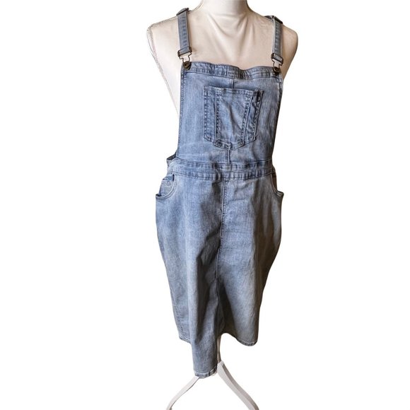 Main Street Exchange Dresses & Skirts - Main Street Exchange womens denim jumper dress sz 14 pockets knee length